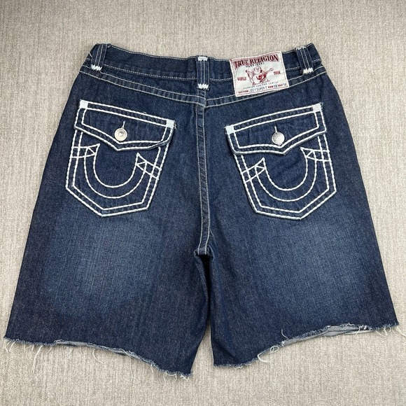 Vintage True Religion Joey Super T Shorts Jorts Denim Thick Stitch Men's Size 36 - Picture 1 of 10